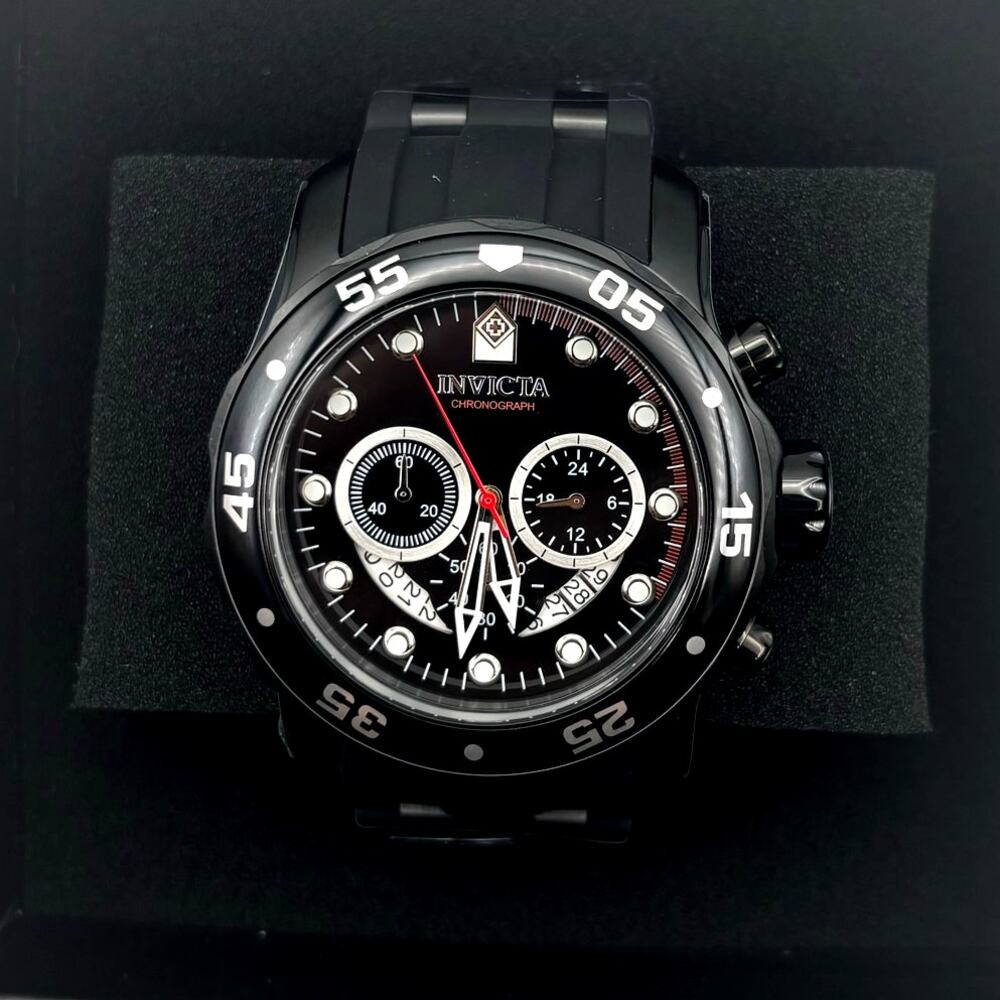 Invicta Pro Diver Scuba 37231 Mens 48mm Chronograph Black Quartz 100m NIBWT